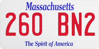 MA license plate 260BN2