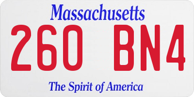 MA license plate 260BN4