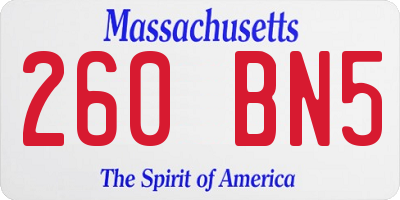 MA license plate 260BN5