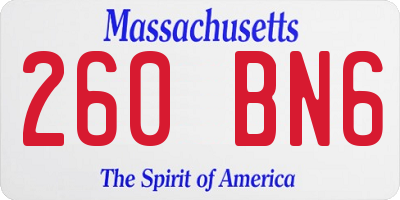 MA license plate 260BN6