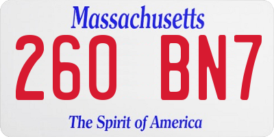 MA license plate 260BN7