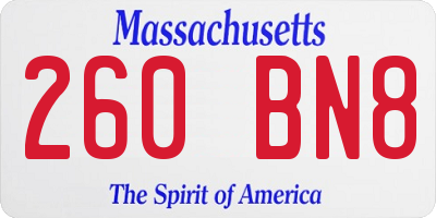 MA license plate 260BN8