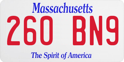 MA license plate 260BN9