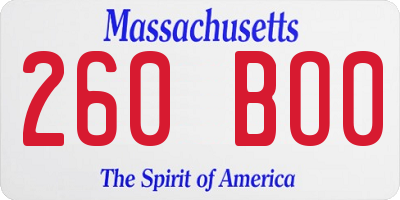 MA license plate 260BO0