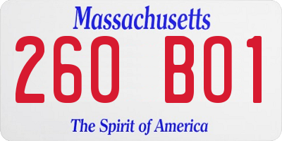 MA license plate 260BO1
