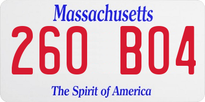 MA license plate 260BO4