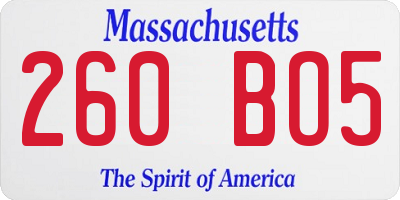 MA license plate 260BO5
