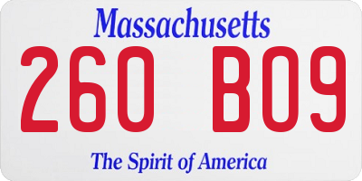 MA license plate 260BO9
