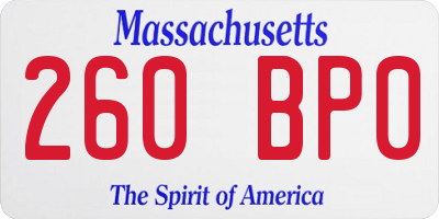 MA license plate 260BP0