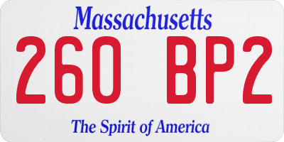 MA license plate 260BP2