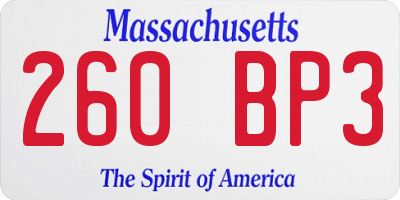 MA license plate 260BP3