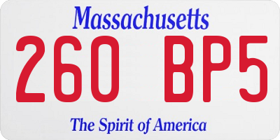 MA license plate 260BP5