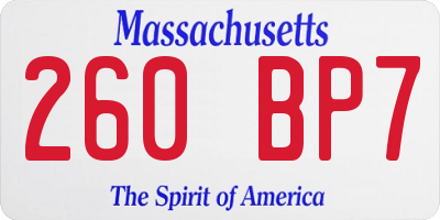 MA license plate 260BP7