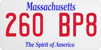 MA license plate 260BP8