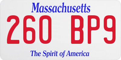 MA license plate 260BP9