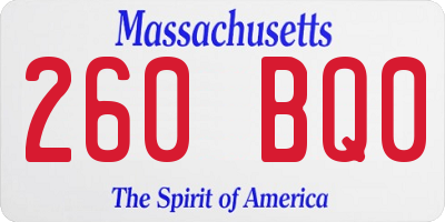 MA license plate 260BQ0
