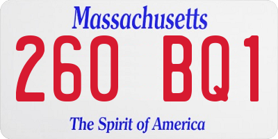MA license plate 260BQ1
