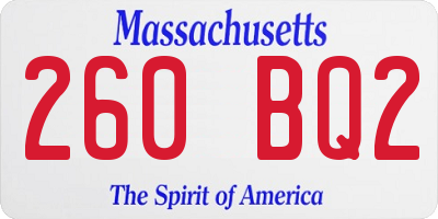 MA license plate 260BQ2