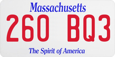 MA license plate 260BQ3