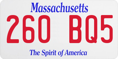 MA license plate 260BQ5