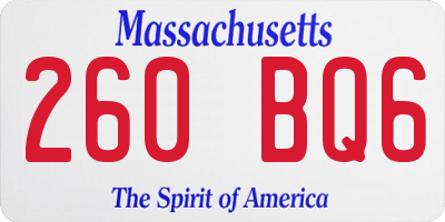 MA license plate 260BQ6
