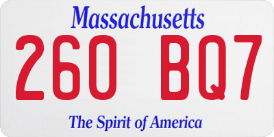 MA license plate 260BQ7