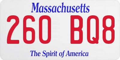 MA license plate 260BQ8