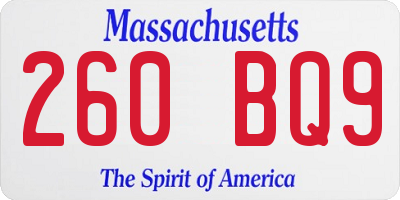 MA license plate 260BQ9