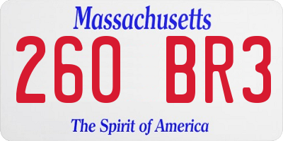 MA license plate 260BR3