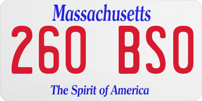 MA license plate 260BS0