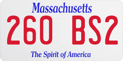 MA license plate 260BS2