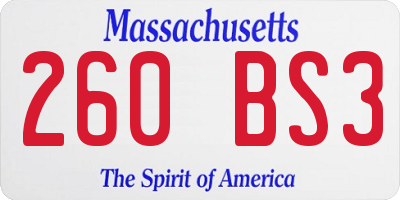 MA license plate 260BS3