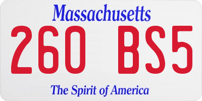 MA license plate 260BS5