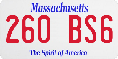MA license plate 260BS6