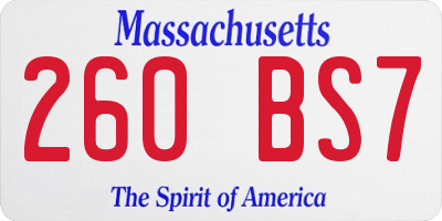 MA license plate 260BS7