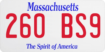 MA license plate 260BS9