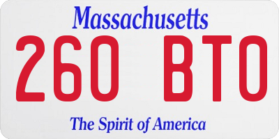MA license plate 260BT0