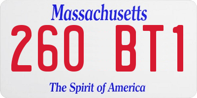 MA license plate 260BT1