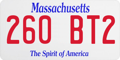 MA license plate 260BT2
