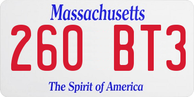 MA license plate 260BT3