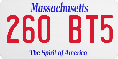 MA license plate 260BT5