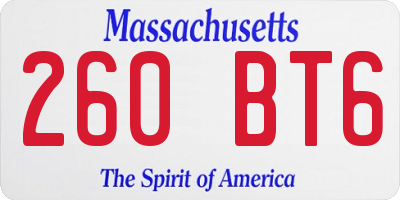 MA license plate 260BT6