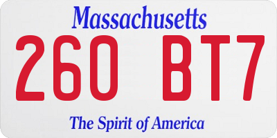 MA license plate 260BT7
