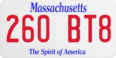 MA license plate 260BT8