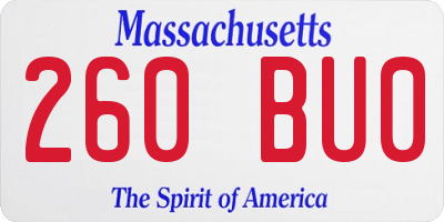 MA license plate 260BU0