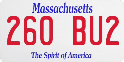 MA license plate 260BU2