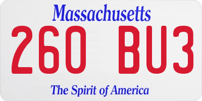 MA license plate 260BU3