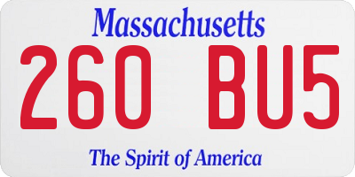 MA license plate 260BU5
