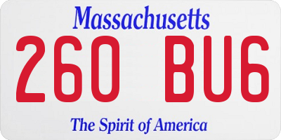 MA license plate 260BU6