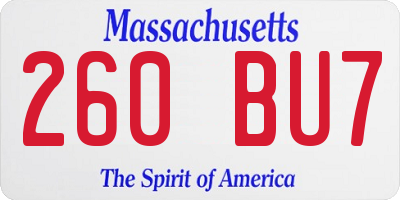 MA license plate 260BU7